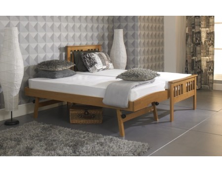 Oak single deals bed with trundle