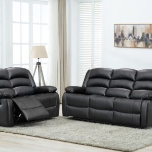 Recliner Black Leather Sofa
