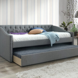 Grey Fabric Chesterfield Style Guest Bed